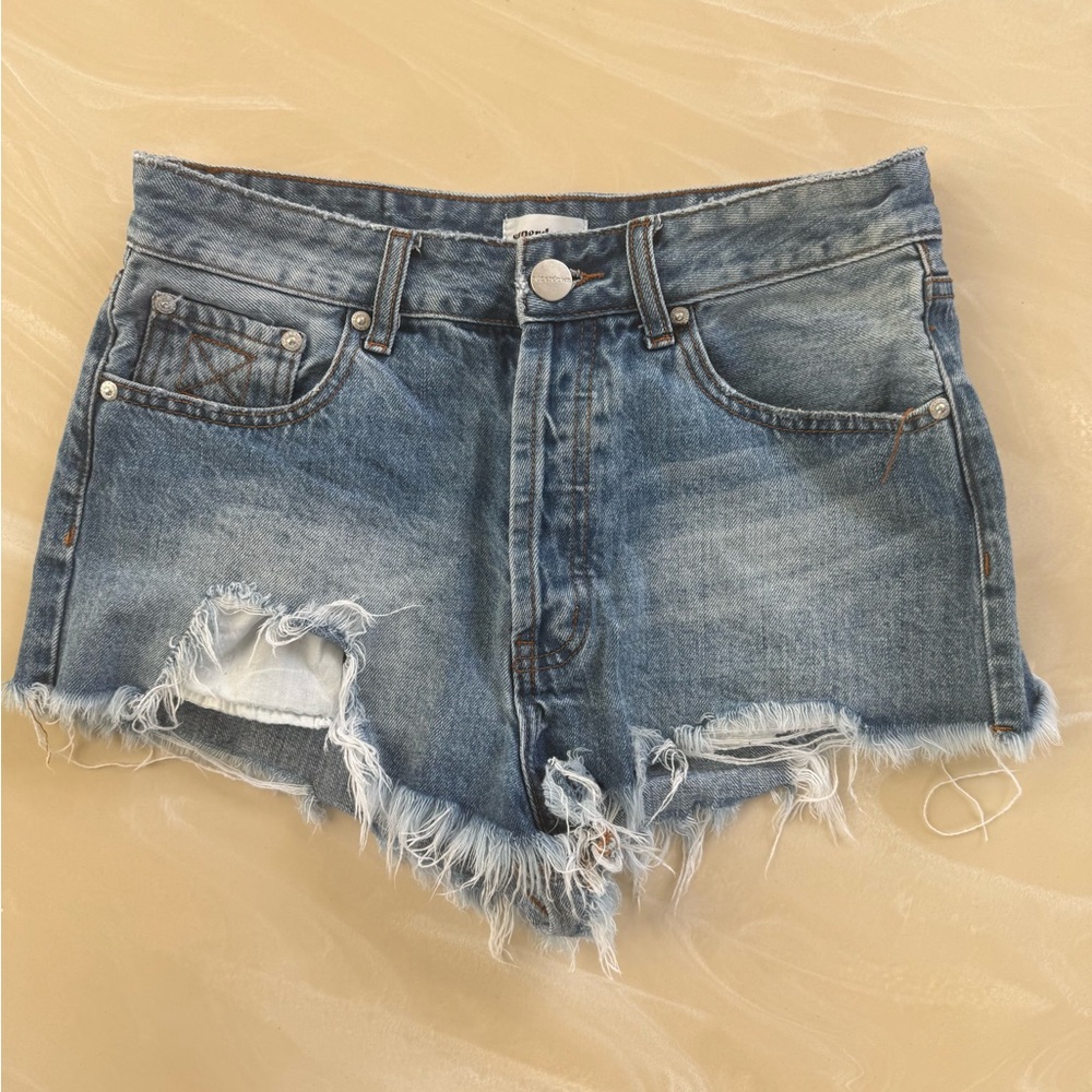 Superdown Blue Distressed Jean Shorts